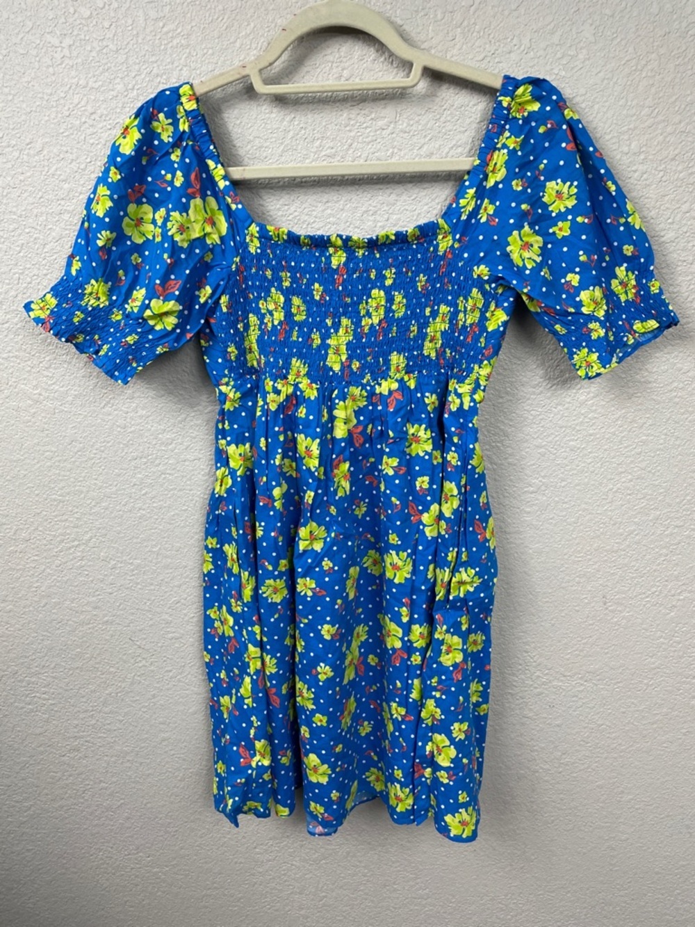 NWT Draper James Jennifer Tie Front Short Sleeve Dress Blue Aster Floral Sz S - Picture 7 of 14